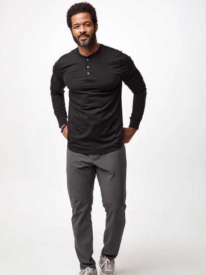 All Black Long Sleeve Henley 3-Pack