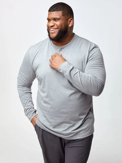 Heather Grey Long Sleeve Henley
