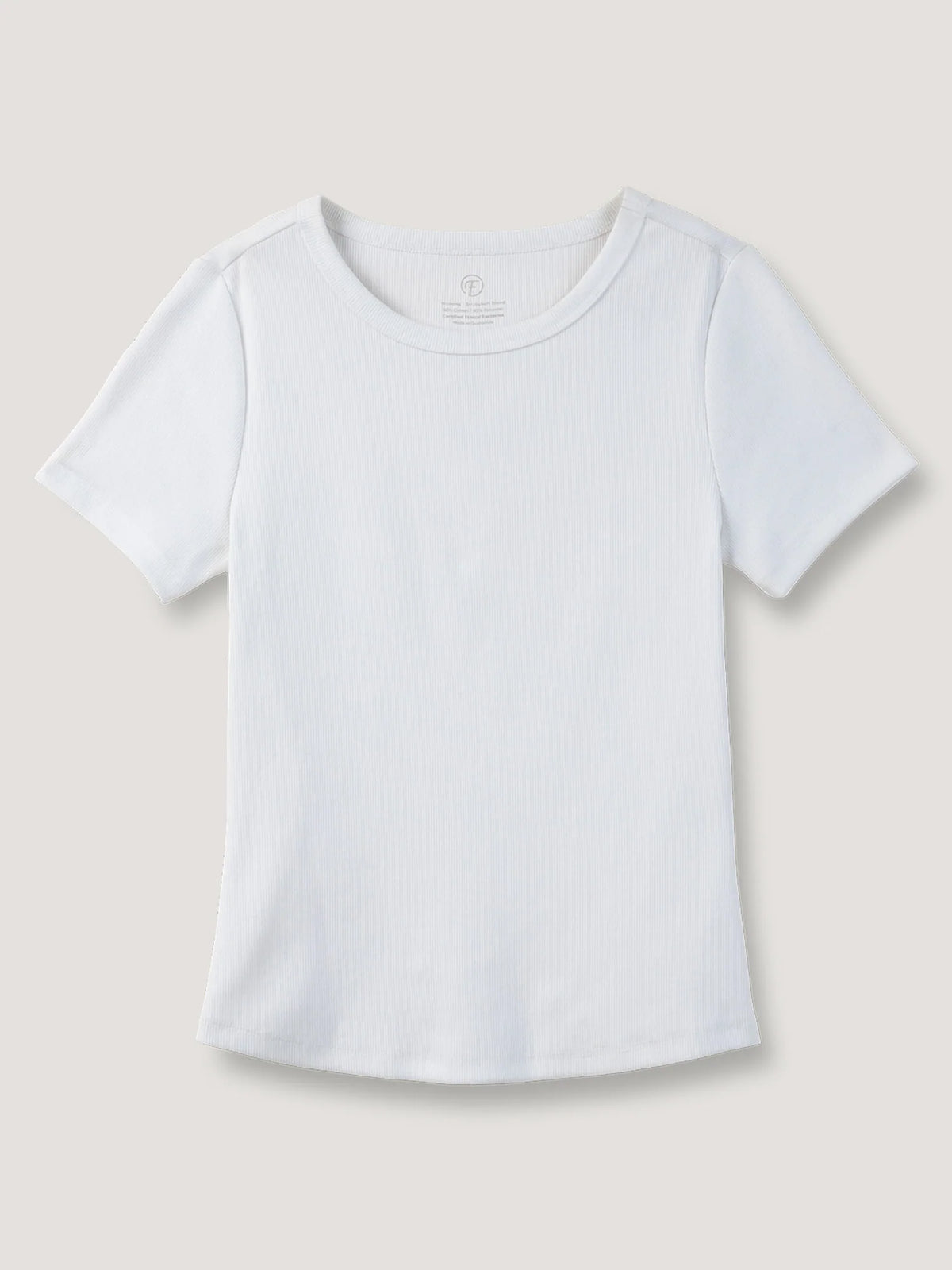 White Ribbed Crew Tee