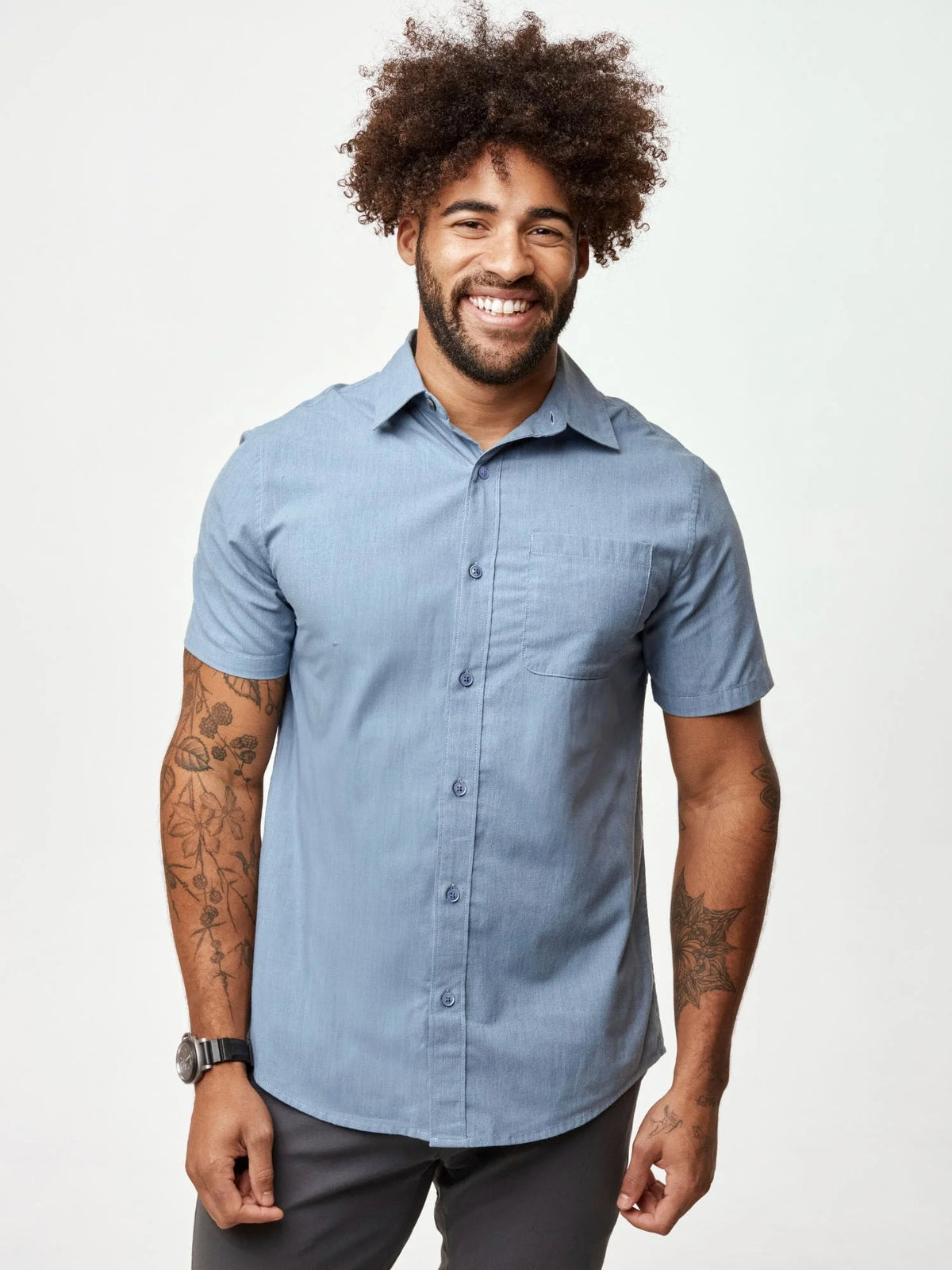 Short Sleeve Button Up Cool Tones 3-Pack