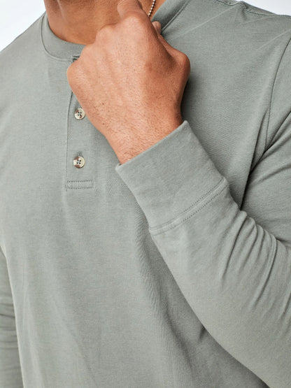 Mercury Green Long Sleeve Henley