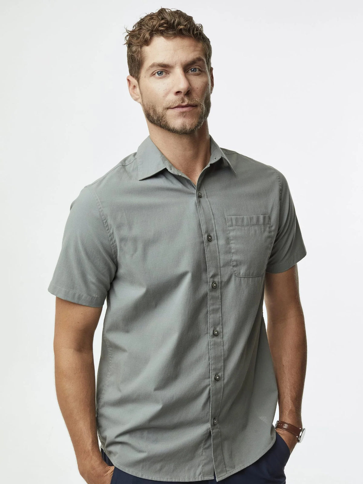Short Sleeve Button Up Cool Tones 3-Pack